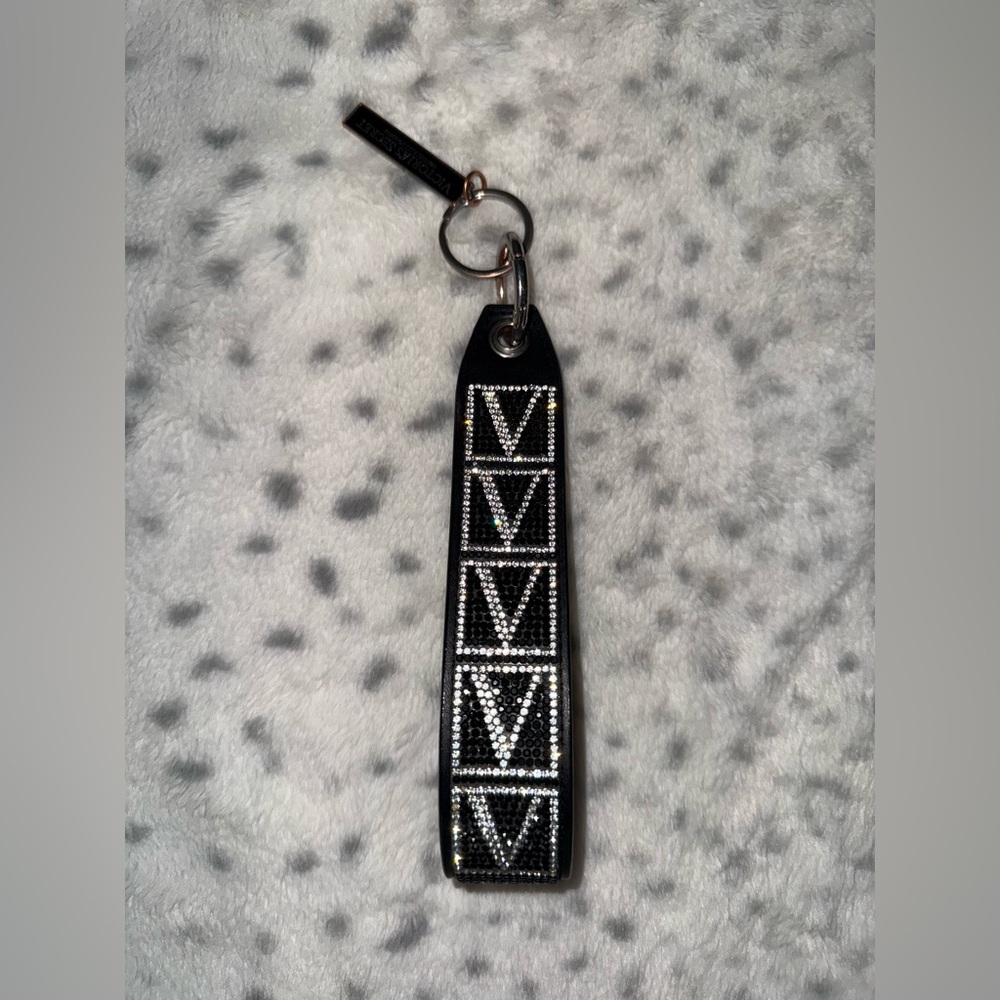 Black Keychain with Silver Studded Design